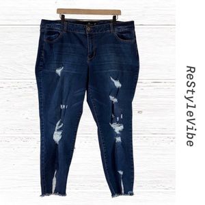 ONE 5 ONE Women’s Size 22W Denim Jeans Skinny Fit Stretch High Rise Distressed
